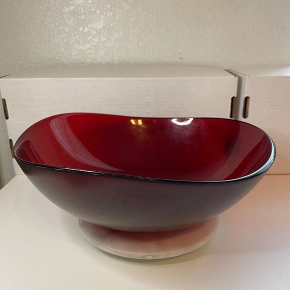 Wovo Large Bowl 14" x 5" Oval Wavy‎ Red MCM Salad Popcorn Display - Picture 2 of 4